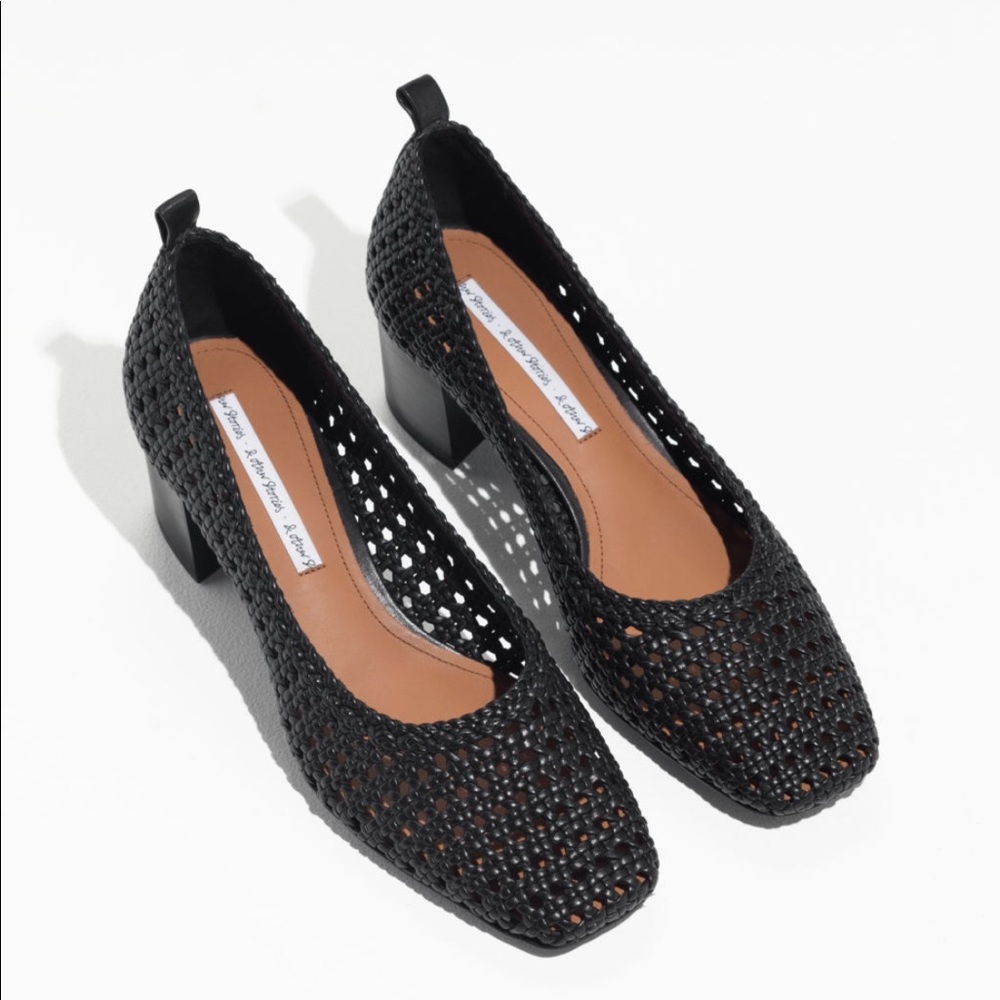 & Other Stories Black Woven Leather Heels 〰️